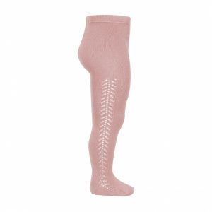 Leotardos cálido calado-lateral ROSA-PALO