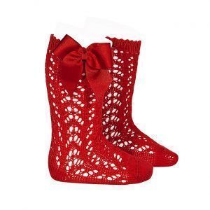 Calcetines-Altos Calados-Perlé Rojo CONDOR. 