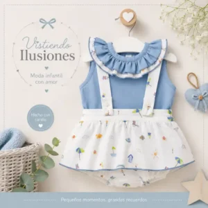 Conjunto Bebé Niña «Playa» Azul Cielo