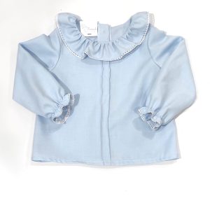 Camisa Niña cuello/volante Celeste.