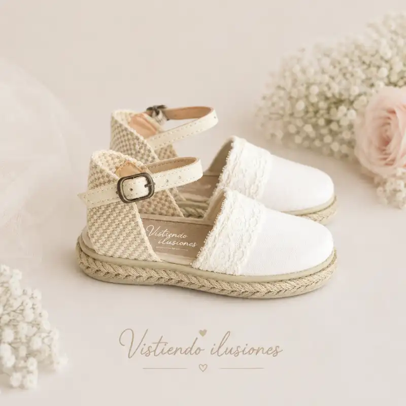 Esparteña Niña Ceremonia Beige