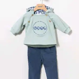 Conjunto Bebé Felpa Verde-Agua