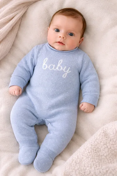 Pelele de punto doble en color Azul “Baby"