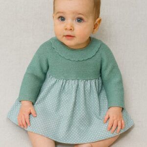 Vestido Verde-Agua con Topos