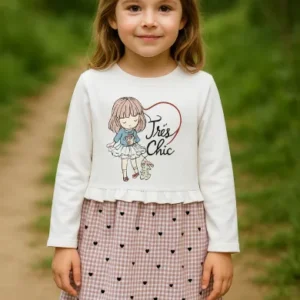 Vestido de niña Très Chic y falda vichy