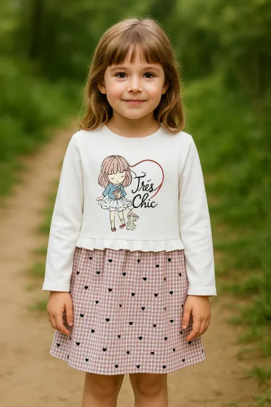 Vestido de niña Très Chic y falda vichy