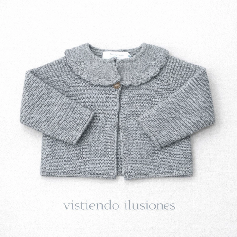 Chaqueta Bebé Cuello Volante Gris