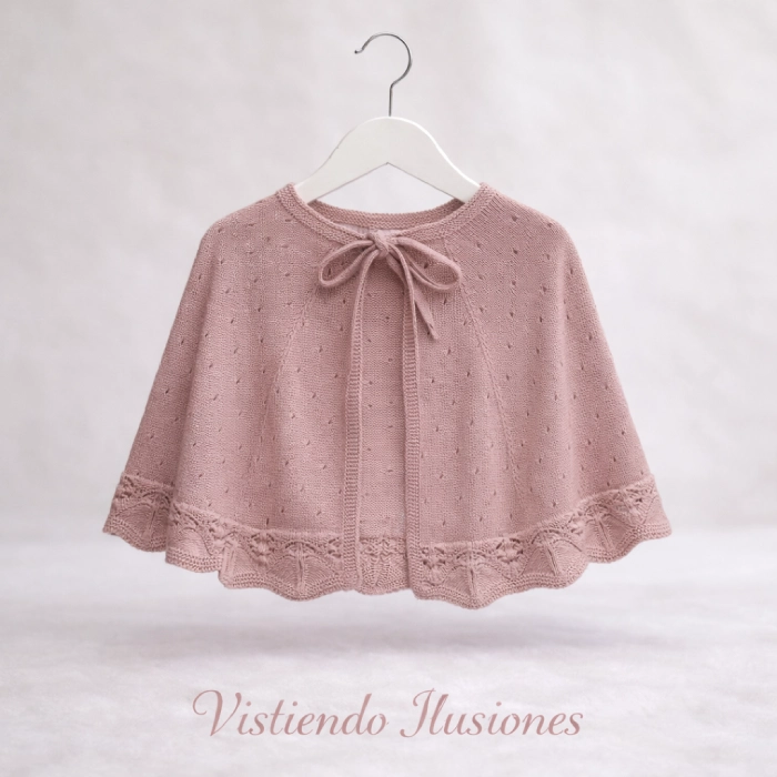 Capa Comunión Calada-Picos Rosado