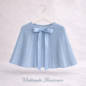 Capa Corta Comunión Calada Azul Cielo