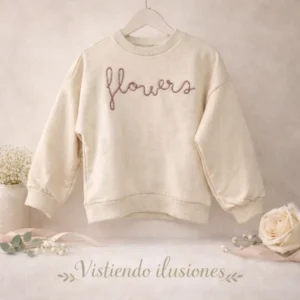 Sudadera niña color lino “Flowers”