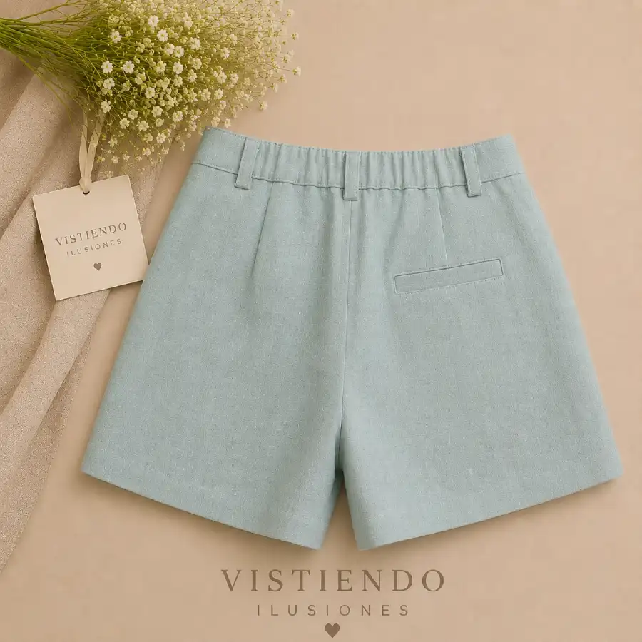 Pantalón Lino Niño Misty Verde Azulado